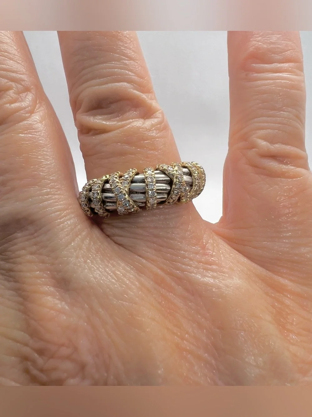 David Yurman Helena Ring Sterling Silver with 18K Yellow Gold and Diamonds